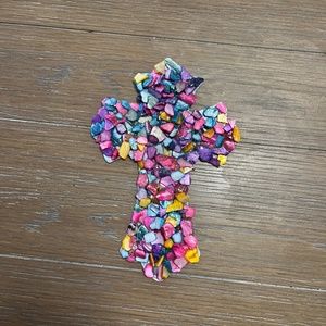 Homemade Metal multi stone embellished cross